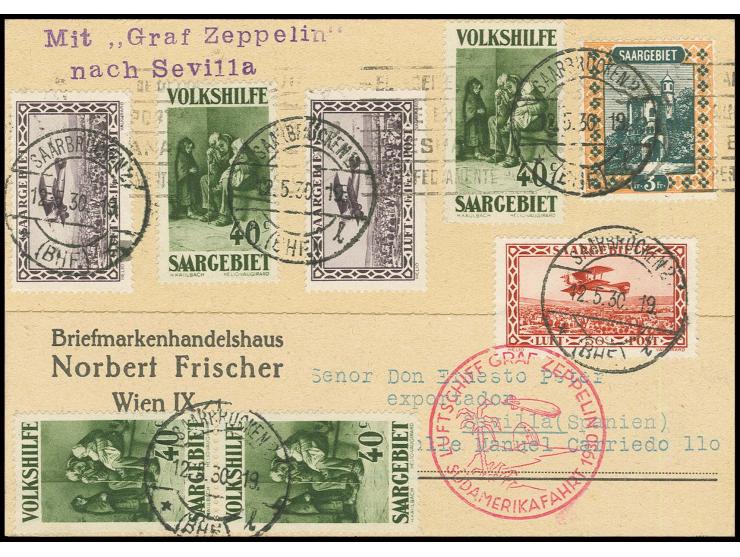Karte nach Sevilla mit u.a. Volkshilfe-Frankatur, Pracht