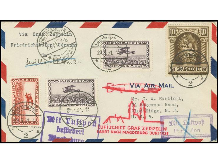 Magdeburgfahrt, Brief mit u.a. Mi.-Nr. 103 mit Plattenfehler I nach USA, Pracht
