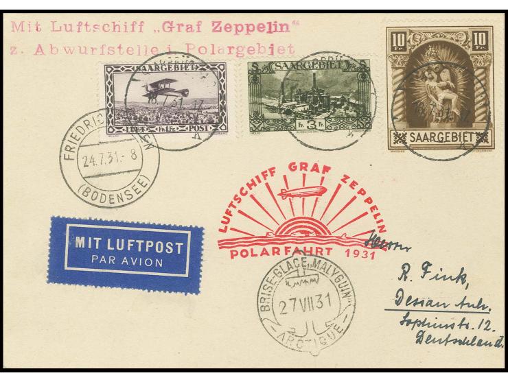 Karte mit u.a. Madonna 10 Fr. bis Malyguin mit vorderseitigem Ankunftsstempel, Kabinett