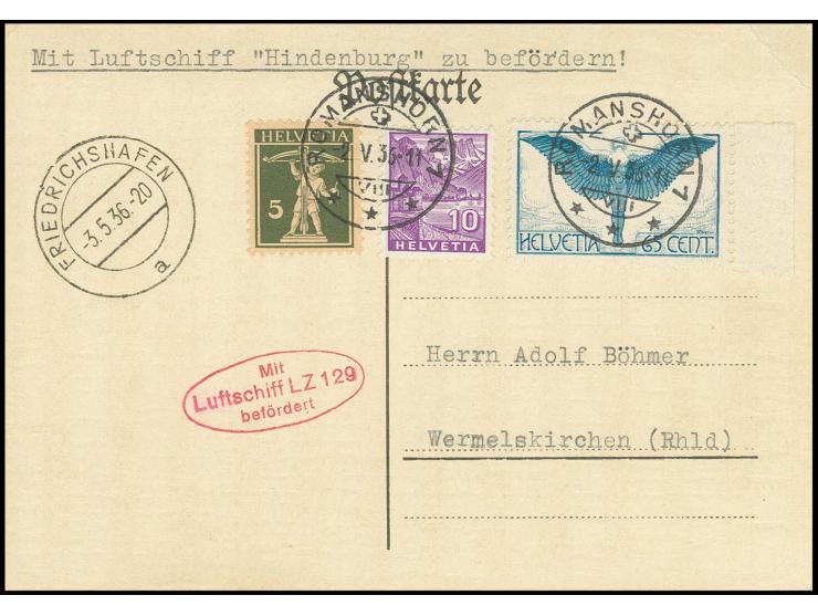 Rundfahrt 4.5., Karte mit Aufgabestempel "FRIEDRICHSHAFEN 3.5.36" nach Wermelskirchen, Kabinett