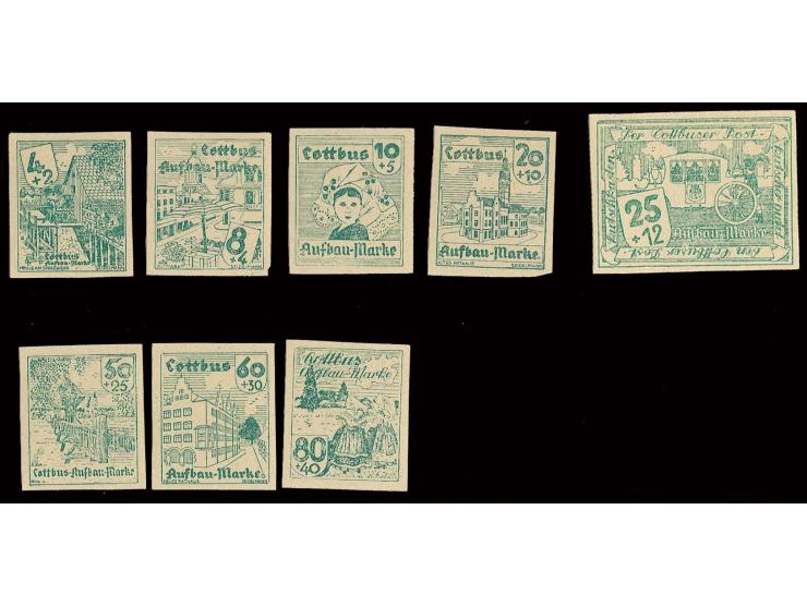 1946, 4 Pfg. bis 80 Pfg., Probedrucke in smaragdgrün kpl., postfrisch, sign. Sturm BPP (Mi. 450,-)