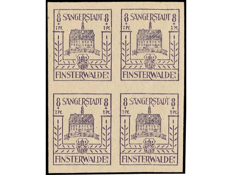1946, Wiederaufbau 8 Pfg. dunkelblauviolett im postfrischen Viererblock (Mi. 720,-)