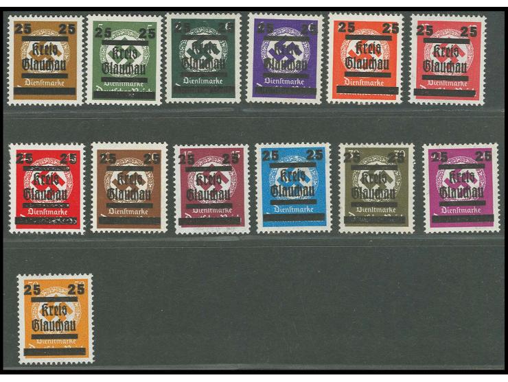 Behörden-Dienstmarken 3-50 Pfg. mit Aufdruck kpl., postfrisch, Mi.-Nr.38 Haftstelle, Mi.-Nr. 40 kurzer Zahn, diverse Signatur