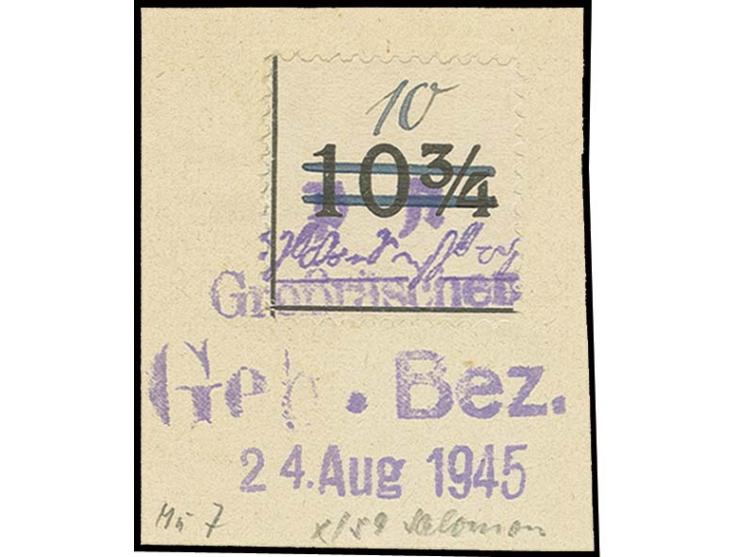 Uhrzeit-Gebührenzettel mit Wertangabe "10" mit Notstempel Typ b, auf Briefstück Fotoattest Kunz BPP