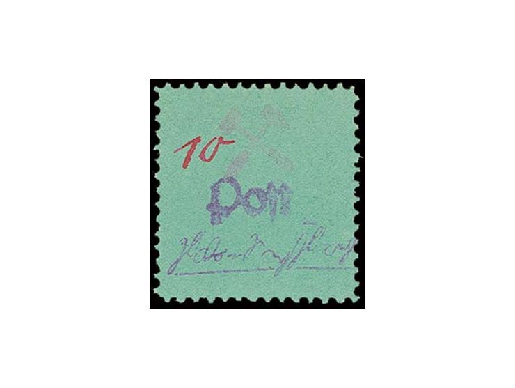 Notmarke 10 Pfg. mit violettem Handstempel und handschriftlicher Wertangabe, postfrisch, sign. Arenz BPP (M. 1300,-)