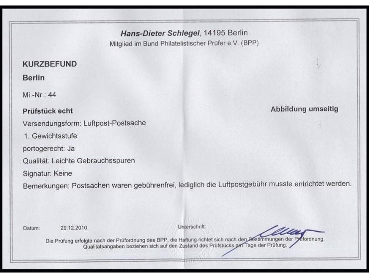 5 Pfg. für die Luftpostgebühr auf sonst portofreiem Postsachen-Brief der Bundesdruckerei von "BERLIN SW 11 5.2.57" an die OPD