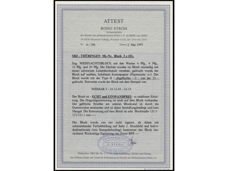 dito, Type II, mit Stempel "WEIMAR 24.12.45", herstellungsbedingter gelblicher Streifen am Unterrand, Fotoattest Ströh BPP