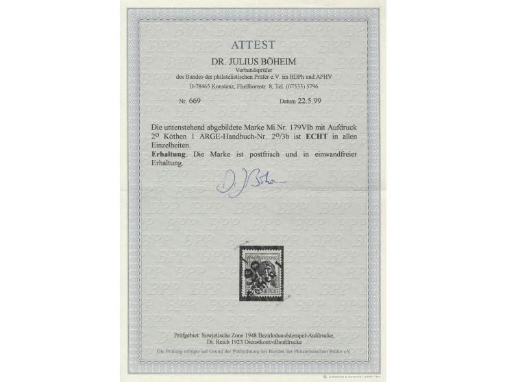 "2°/Köthen" auf Arbeiter 60 Pfg. braunkarmin, postfrisch, Fotoattest Böheim BPP ex Dr. Rueger