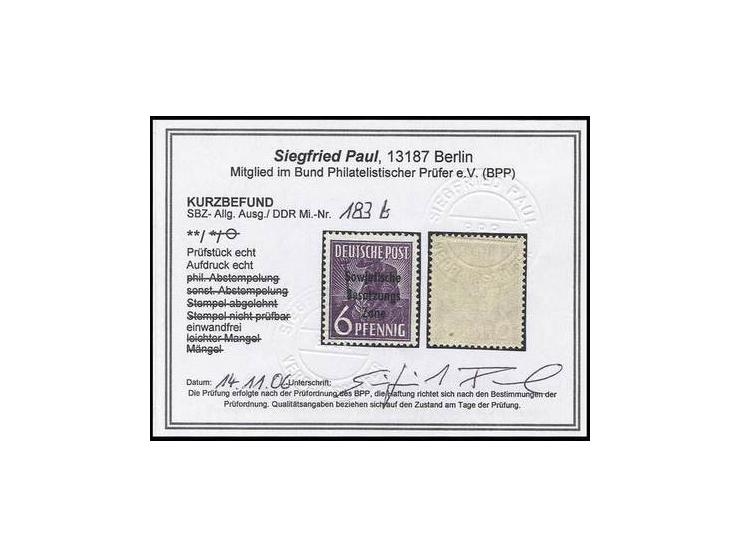 6 Pfg. dunkelrotviolet, postfrisch, Kurzbefund Paul BPP
