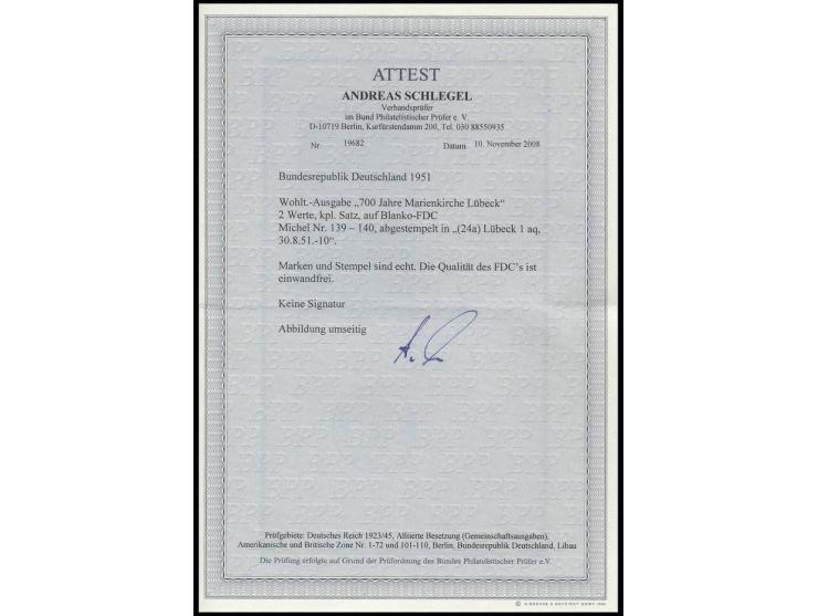 10 und 20 Pfg. auf Ersttagsbrief, Fotoattest A. Schlegel BPP (Mi. 1.800,-)