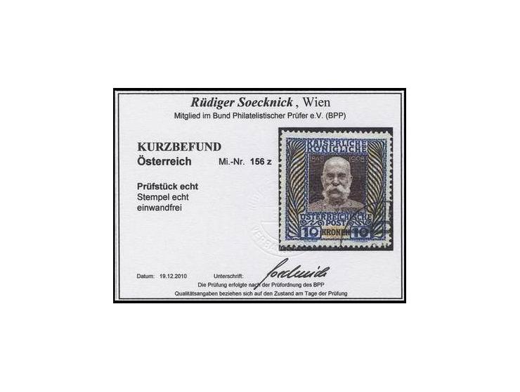 1908, Regierungsjubiläum 10 H.-10 Kr. auf grauem Tiefdruckpapier, gestempelt, 5 Kr. sign. und 10 Kr. Kurzbefund Soecknick BPP