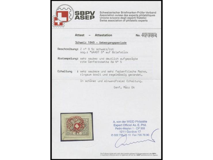 4 C. grauschwarz/bräunlichrot, sehr schön farbfrisch und allseits breit gerandet mit Teilen der Zwischenlinien an allen Seite