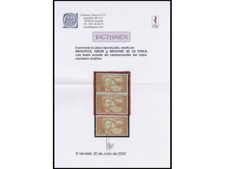 5 pts. in unissued colour brownish-orange, vertical pair, unhinged mint, light gum bends, still fine and rare, opinion Graus 