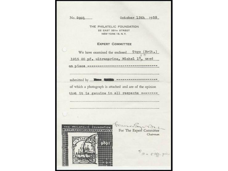 20 pfg., tied by cds. to piece, fine, signed Kosack and certificate PF