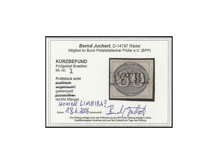 60 c., good margins all around, boxed "LIMEIRA" in black, minor faults, opion Juchert BPP