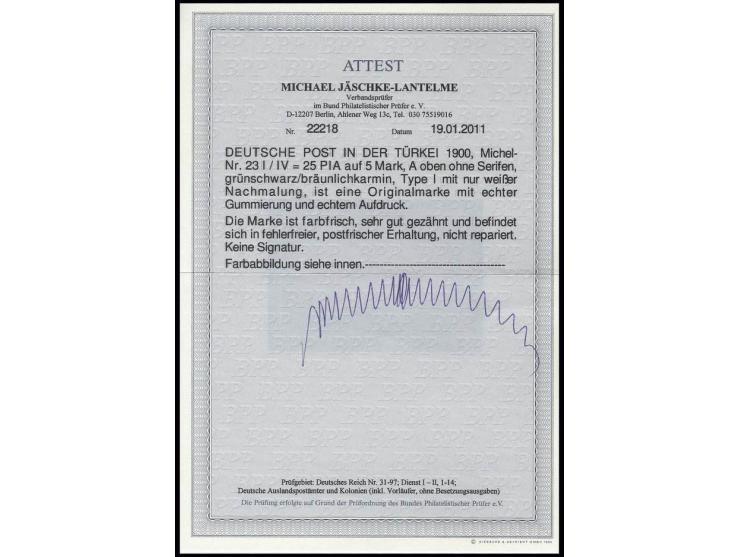 1900, Reichspost 25 Pia. in Type IV, postfrisch, unsigniert, Kabinett, Fotoattest Jäschke-L. BPP ex Dr. Rueger