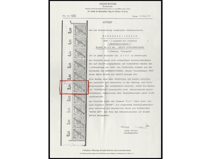 1897, Jaluitausgabe 5 Pfg, Oberrandstück, postfrisch bzw. Falz im Oberrand, Kabinett, u.a. sign. Bothe BPP ex Dr. Rueger