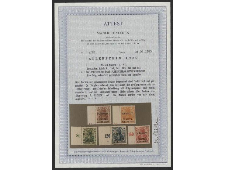 unverausgabte 5-40 Pfg. kpl., postfrische linke Randstücke, Kabinett, sign. Mikulski sowie Fotoattest Althen BPP (Mi. 900,-)