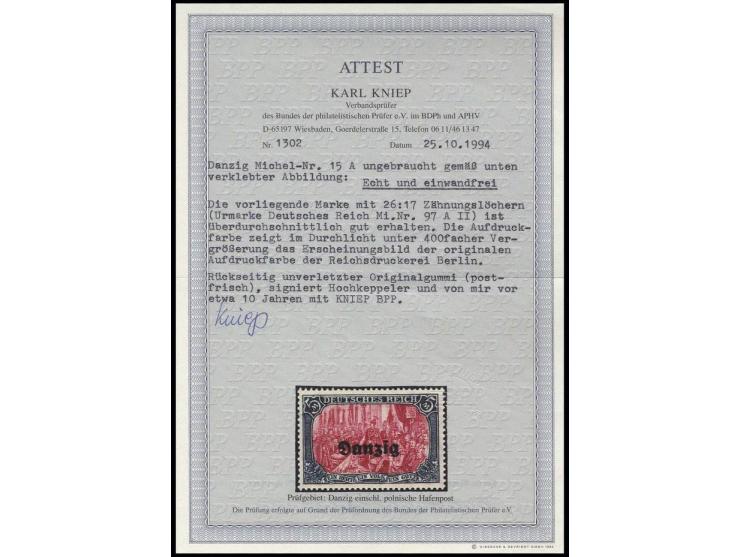 5 M., 26:17 Zähnungslöcher, postfrisch, sign. Hochkeppeler und Kniep BPP mit Fotoattest, eine sehr seltene Marke ex Dr. Ruege