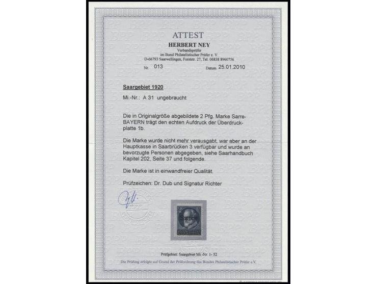 unverausgabte 2 Pfg., ungebraucht, Pracht, u.a. sign. Dr. Dub sowie Fotoattest H. Ney BPP (Mi. 1.100,-)