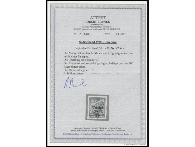 Bachmac 50 h., sauber ungebraucht, Kabinett, sign. TS und Fotoattest Brunel BPP ex Dr. Rueger