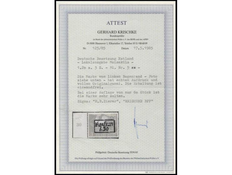 1,20 auf 3 S., postfrisch, Kabinett, mit einer Auflage von nur 80 Exemplaren eine sehr seltene Marke, u.a. sign.Krischke BPP 