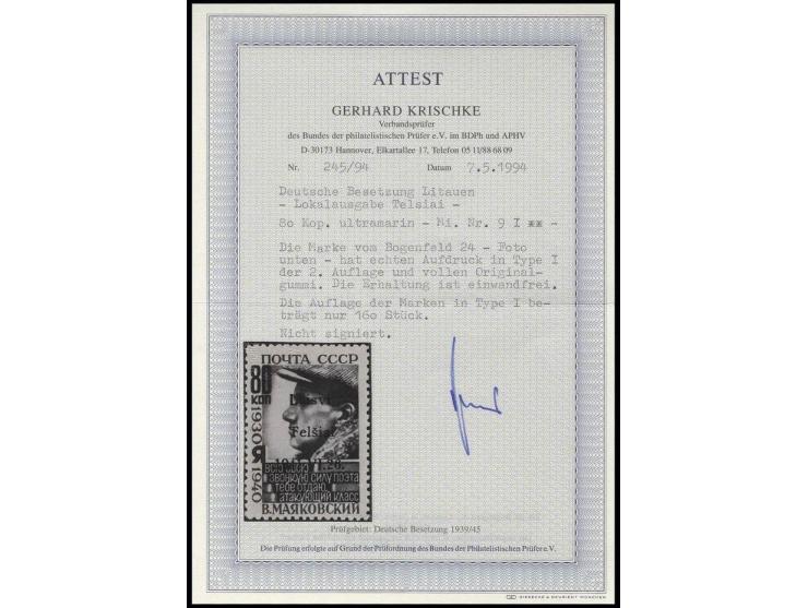 Majakowski 80 K. mit Aufdruck in Type I, postfrisch, Kabinett, Fotoattest Krischke BPP ex Dr. Rueger