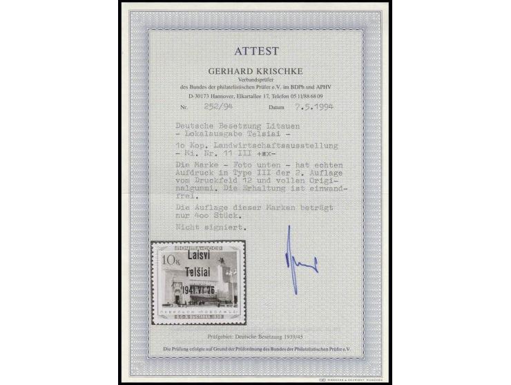 Landwirtschafts-Ausstellung 10 K., Type III, postfrisch, Kabinett, Fotoattest Krischke BPP ex Dr. Rueger