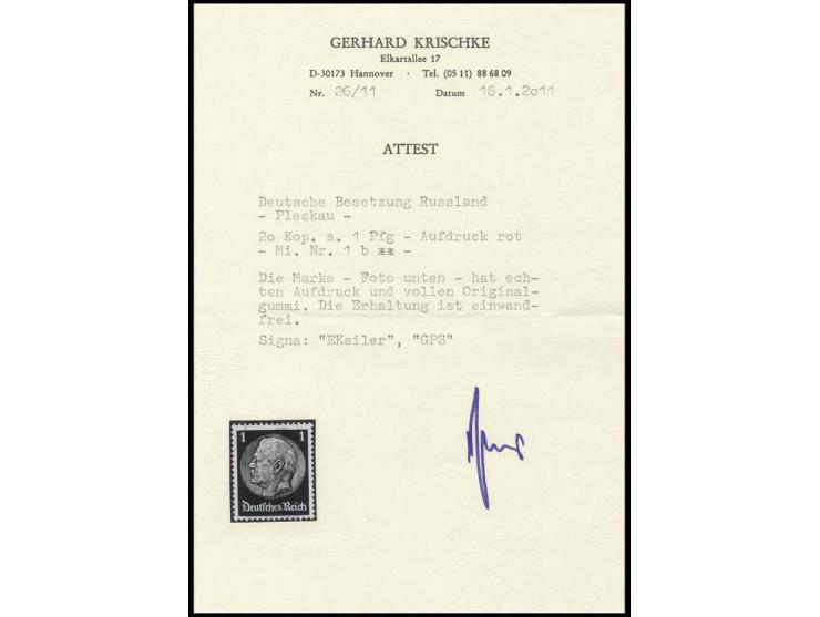 Aufdruck rot: 20 Kop. auf 1 Pfg., postfrisch, u.a. sign. Keiler und Fotoattest Krischke
 ex Dr. Rueger