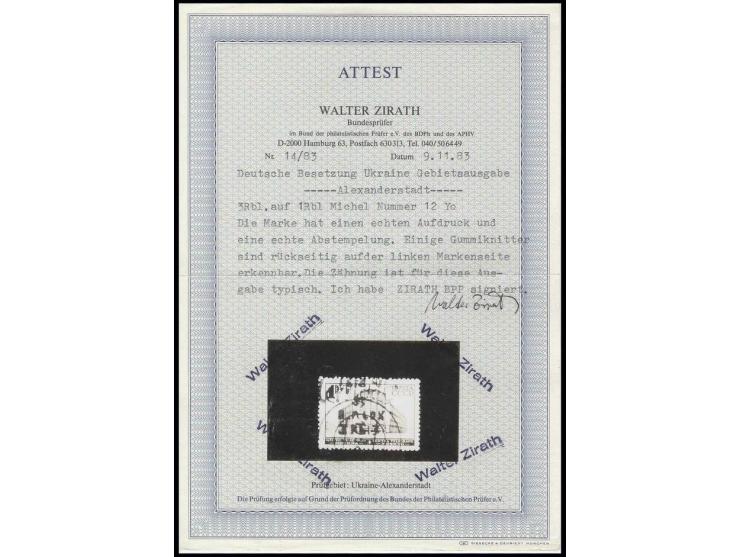 3 Rbl. auf 1 Rbl. mit Wz. Mäandermuster, gestempelt, bis auf schwache Gummiknitter gute Erhaltung, sign. Zierath mit Fotoatte