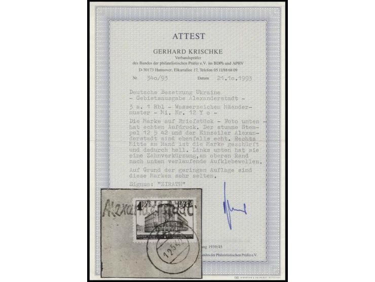 3 Rbl. auf 1 Rbl. mit stummen Stempel und L1 "ALEXANDERSTADT" auf Briefstück,leicht geschürft und links unten ein verkürzter 