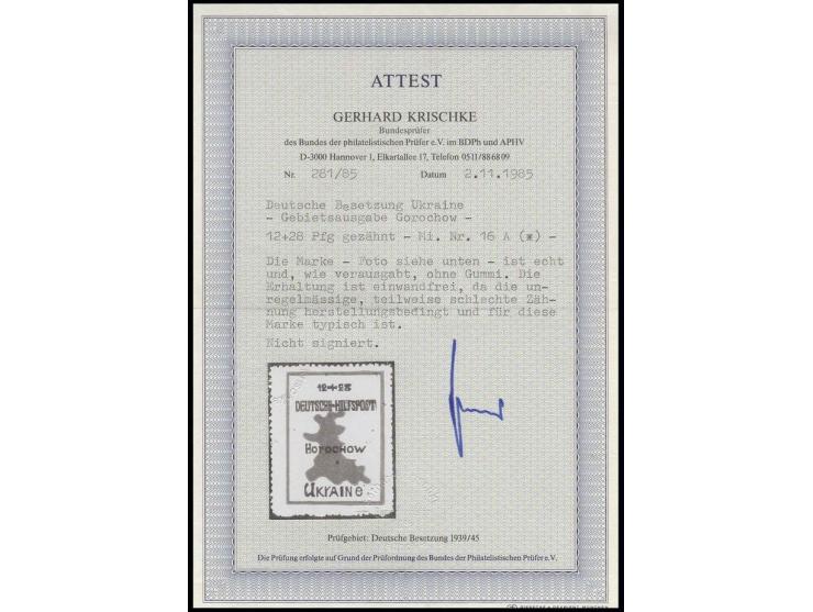 GOROCHOW: 1944, 12 Pfg. ungebraucht ohne Gummi, wie verausgabt, herstellungsbedingte und typische rauhe Zähnung, einwandfreie