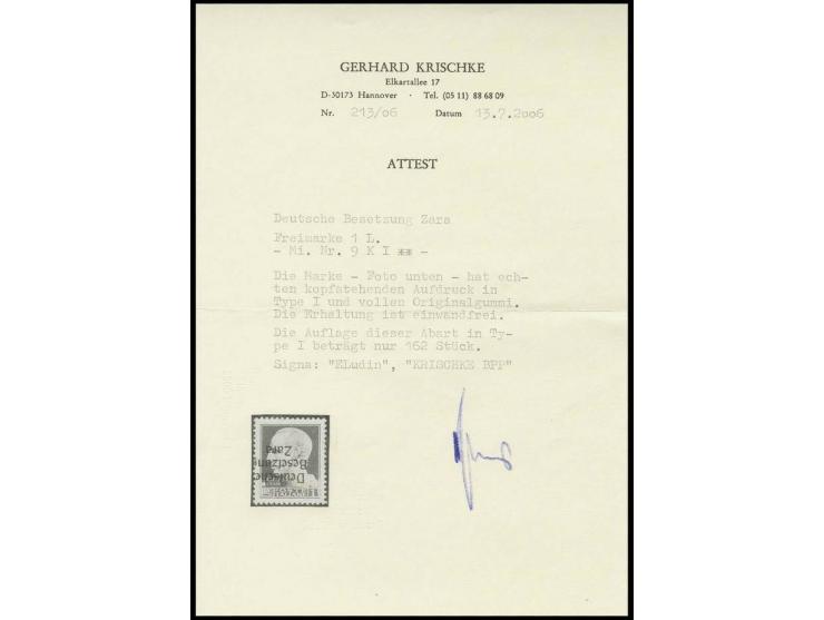1 L. mit kopfstehendem Aufdruck, postfrisch, Kabinett, eine seltene Marke sign. Ludin und Fotoattest Krischke