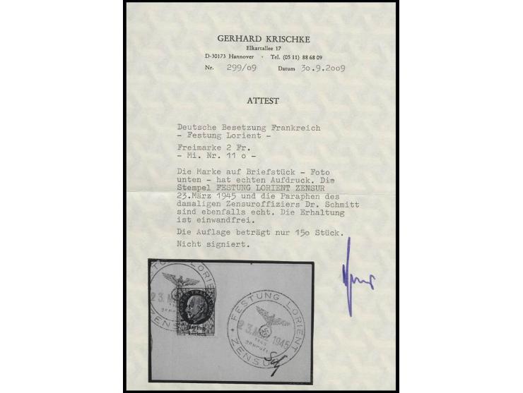 3.70 L. mit Stempel "ZARA 22.10.43" auf Briefstück, Kabinett, Fotoattest Brunel BPP