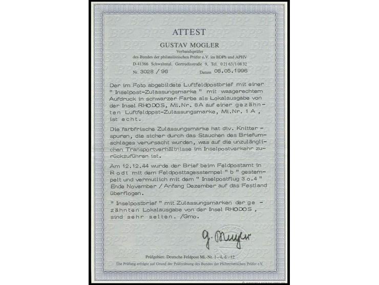 1944, Insel Rhodos gezähnt mit Normstempel "b 12.12." auf Brief mit rückseitigem Absendervermerk mit Feldpostnummer "68066 E"