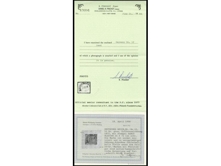 INNENDIENSTMARKEN: 10 Gr. grau mit EKr. "SANCT-BLASIEN 16.6.72", kleine Mängel, mit nur Stempelentwertung jedoch selten, Foto
