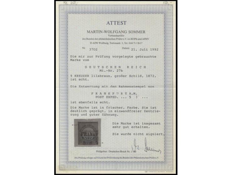 9 Kr. rotbraun, sauber gestempelt, wie üblich, teils etwas uneben gezähnt, Fotoattest Sommer BPP (Mi. 650,-)