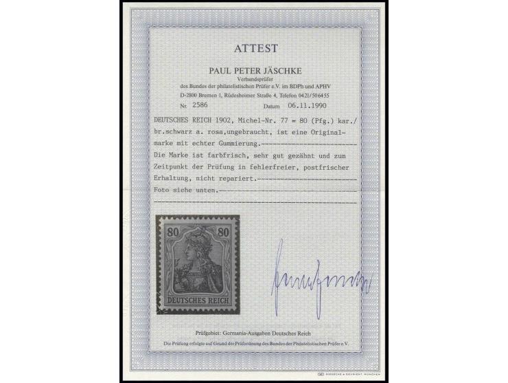 80 Pfg., postfrisch, unsigniert, Kabinett, Fotoattest Jäschke BPP ex Dr. Rueger