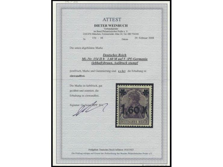 1,60 M. braun mit stumpfem Aufdruck, postfrisch, Pracht, Fotoattest Weinbuch BPP (Mi. 1.200,-)