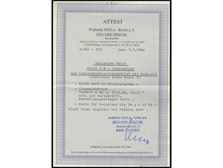 dito, mit Sonderstempel rückseitig auf philatelistischem R-Brief nach Wien, Fotoattest Peschl BPP