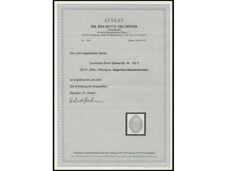 1930, 20 Pfg. mit liegendem Wasserzeichen, ungebraucht, Pracht, Fotoattest Oechsner BPP