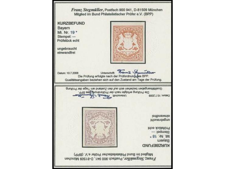 3 Kr.-18 Kr. sowie Farbänderung 6 Kr. braun, alle breitrandig und farbfrisch, 9 Kr. aus der rechten oberen Bogenecke, ungebra