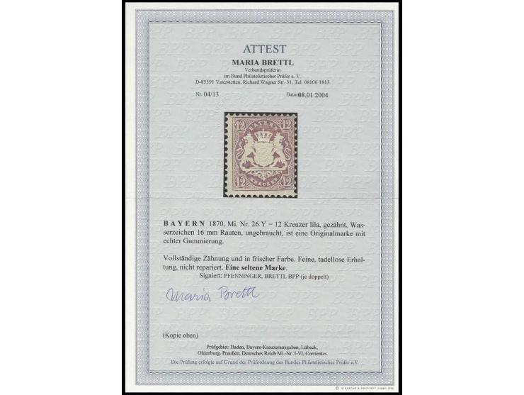 12 Kr. lila, farbfrisch mit guter Wappenprägung, sauber ungebraucht, sign. Pfenninger und Brettl BPP mit Fotoattest, ex Dr. R