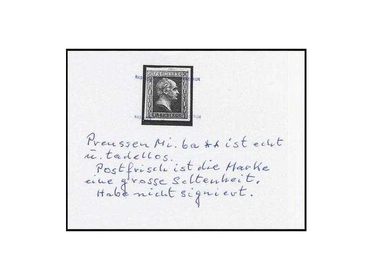 1857, glatter Grund: 1 Sgr. rosa, farbfrisch und allseits knapp- bis breitrandig, postfrisch, unsigniert, Kabinett, Befund Ka