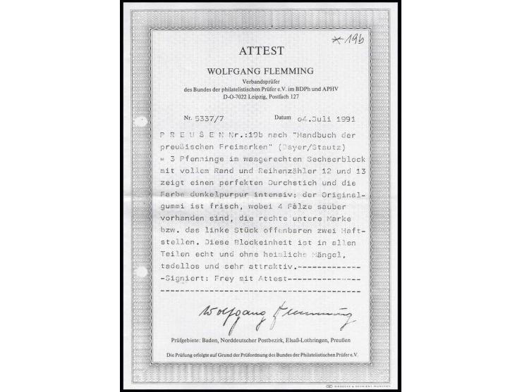 3 Pfg. rotviolett, sehr farbfrisch und gut durchstochen, postfrisch, Luxus, Fotoattestkopie Flemming BPP für ehemaligen 6er-B