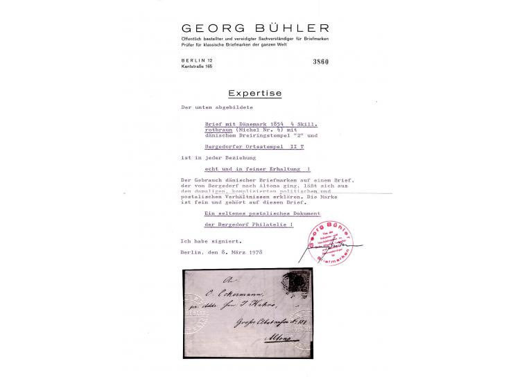 4 S. orange braun, allseits vollrandig mit Halbkreisstempel "BERGEDORF 17/5 II T" auf Faltbrief nach Altona, außerdem im Tran