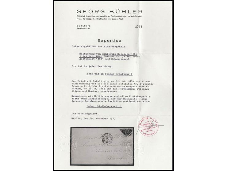 1 1/4 S. mittelblau/weißrosa diagonal halbiert mit Nr. "168" und beigesetztem EKr. "HOLST.E.B.P.Sp.B. 22.10 Zug." auf Faltbri