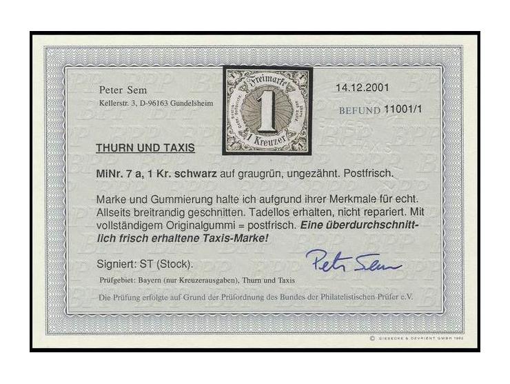 1 Kr. auf graugrün, farbfrisch und allseits breitrandig, postfrisch, Luxus, sign. Stock und Befund Sem BPP ex Dr. Rueger
