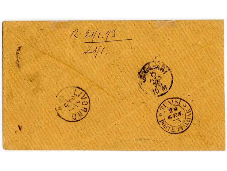 "LIMBACH 14 JAN. 73", Dkr. auf waagerechtem Paar Dt. Reich Großer Schild 2 Groschen blau auf unzureichend frankiertem Briefku