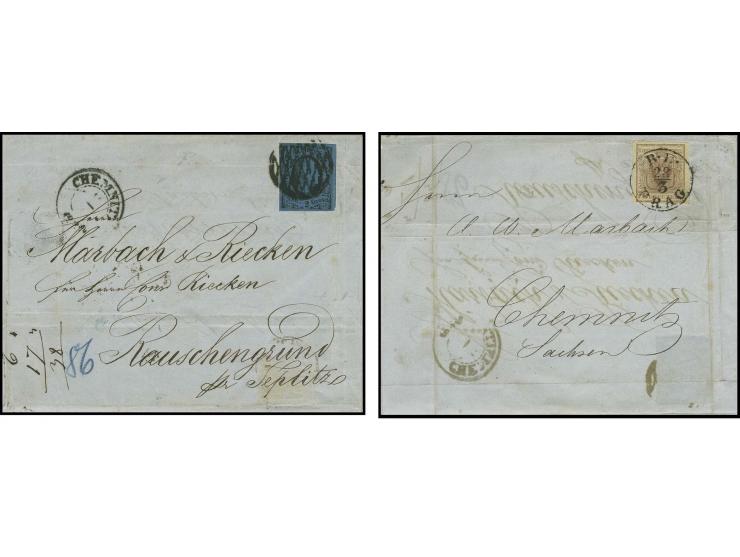 ÖSTERREICH: 1854, Brief von Chemnitz, frankiert mit Friedrich-August 2 Neugroschen auf dunkelblau, allseits breitrandig, entw